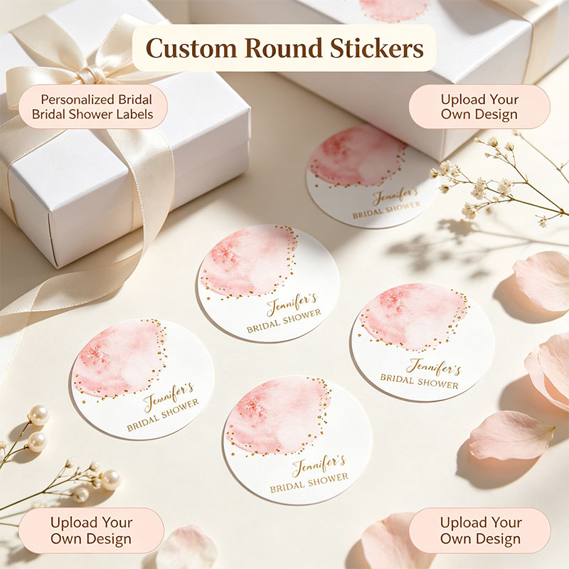 Personalized Name Box - Adesivos Redondos Personalizados em Rosa Dourado