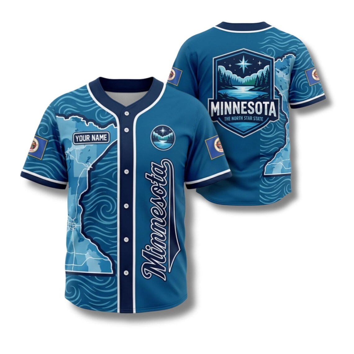 Custom Star Map - Camisa personalizada de beisebol do Minnesota,