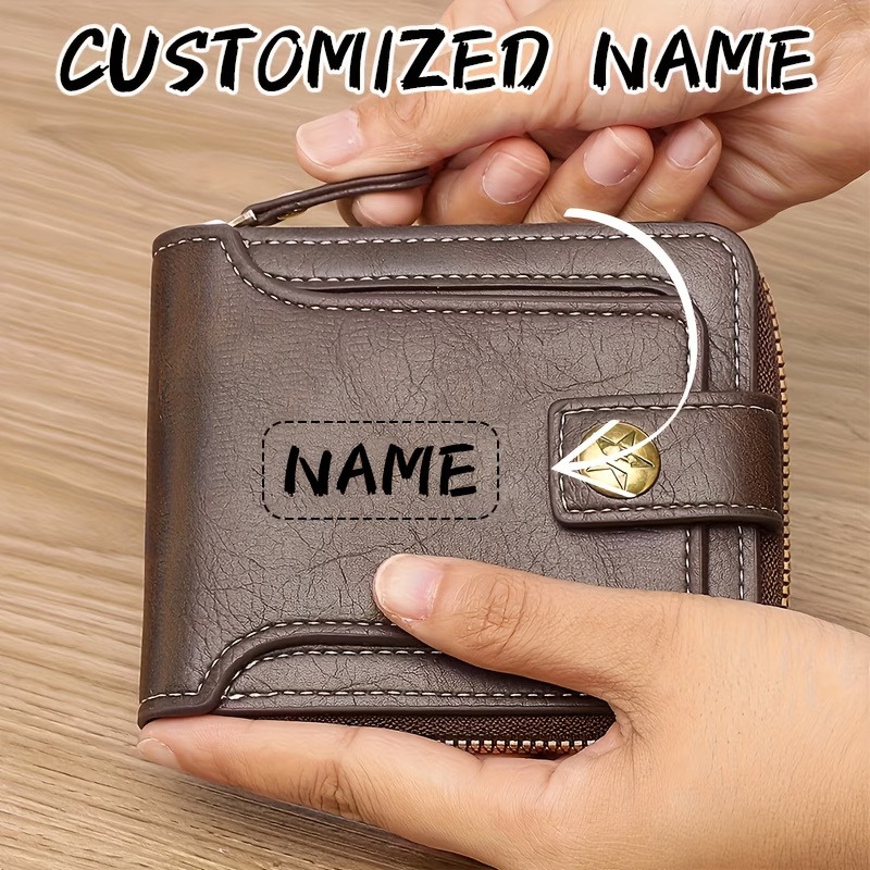 Carteira masculina de PU com n - Personalized Name Box avaliação e preço