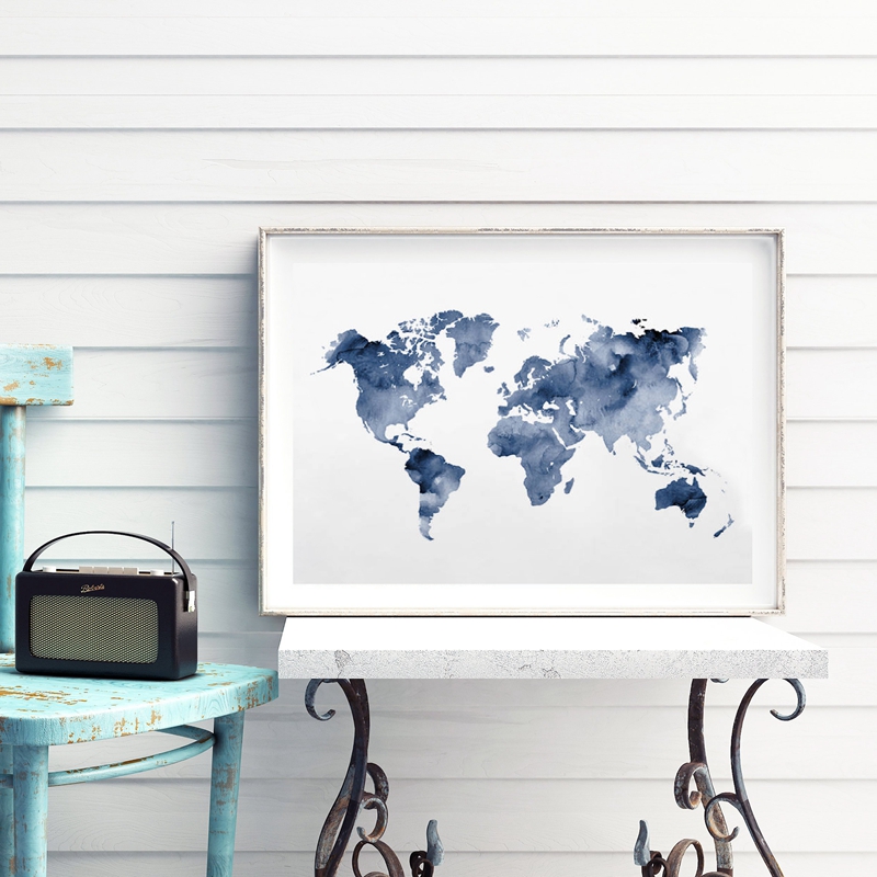 Mapa mundi azul impressão mapa - Custom Star Map avaliação e preço
